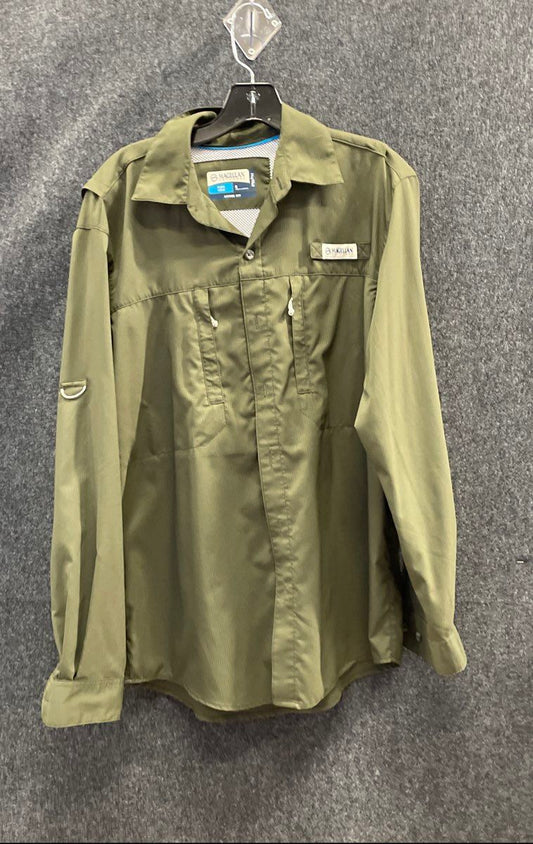 Magellan Outdoors Men's Blue Angler Fit MagWick Fish Gear Fishing Shirt Size S