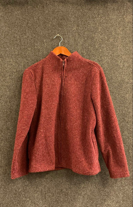 Vintage 90s Talbots Women's Burgundy Full Zip Mock Neck Jacket Made in USA Sz L
