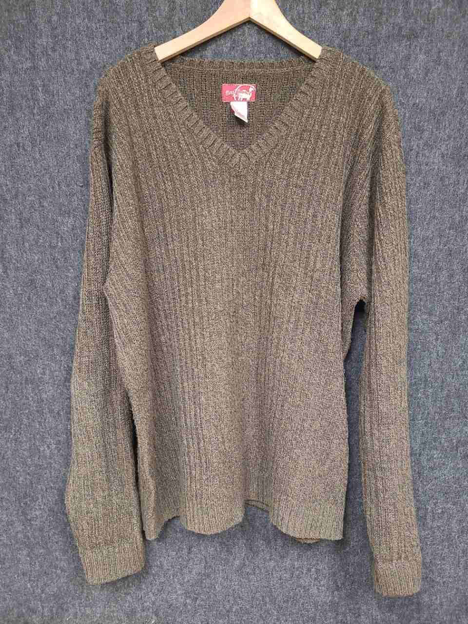 Red Camel Women's Brown Ribbed Knit V-Neck Sweater Size XL