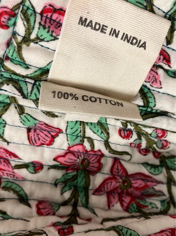 Fabindia Women's Teal Cotton Quilted Tailored Jacket Floral Print Liner Sz S NWT