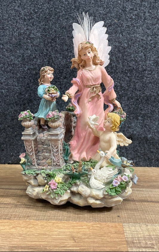 Vintage Angel Cherub Music Box Figurine "Angels We Have Heard on High" Statue