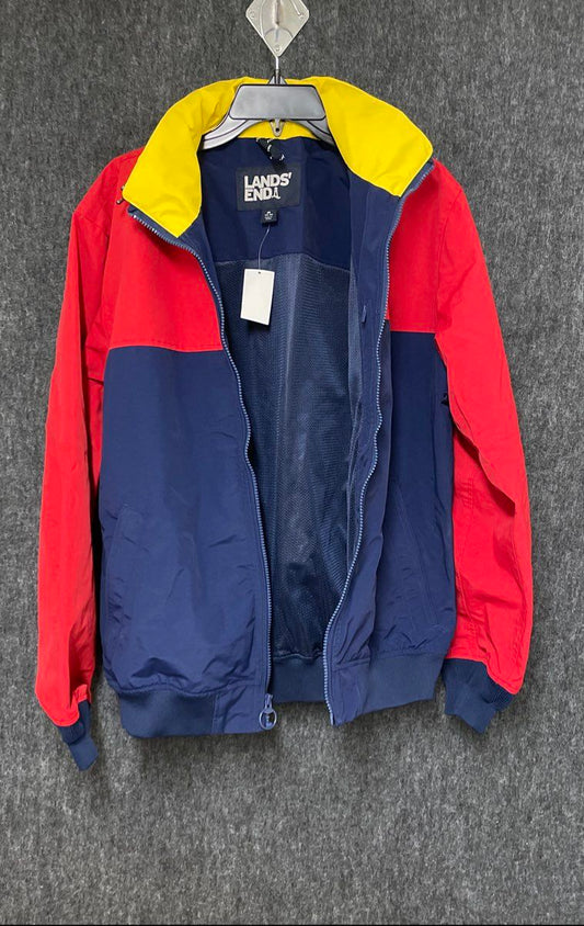 Lands' End Men's Colorblock Windbreaker Jacket Blue Red Yellow Sz M