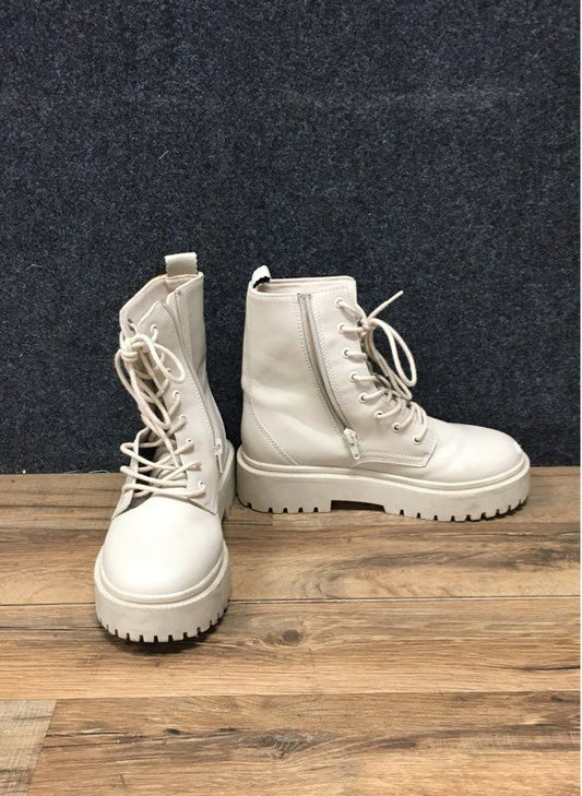 Zara Wednesday Nevermore Academy Cream Platform Combat Boots Size 36