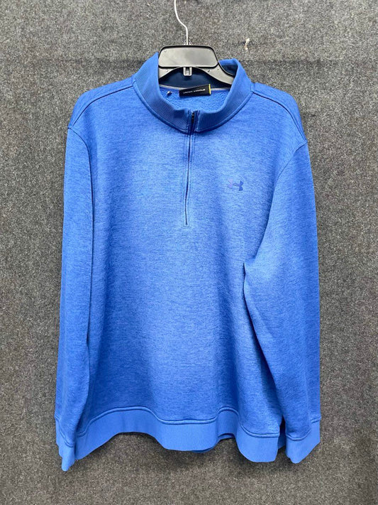 Under Armour Men's 1/4 Zip Pullover Sweatshirt Blue Heathered Fleece Sz 2XL
