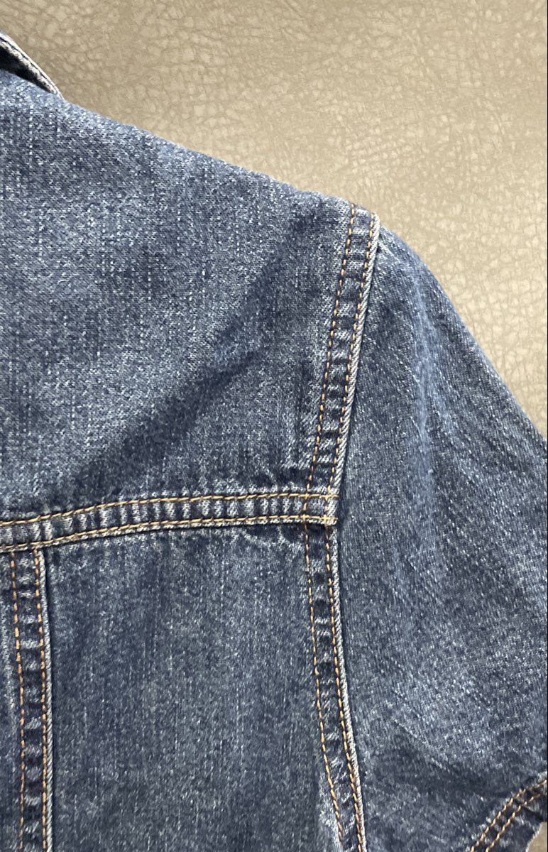 Vintage Y2K Faded Glory Women's Blue Denim Button Front Short Sleeve Dress Sz 8