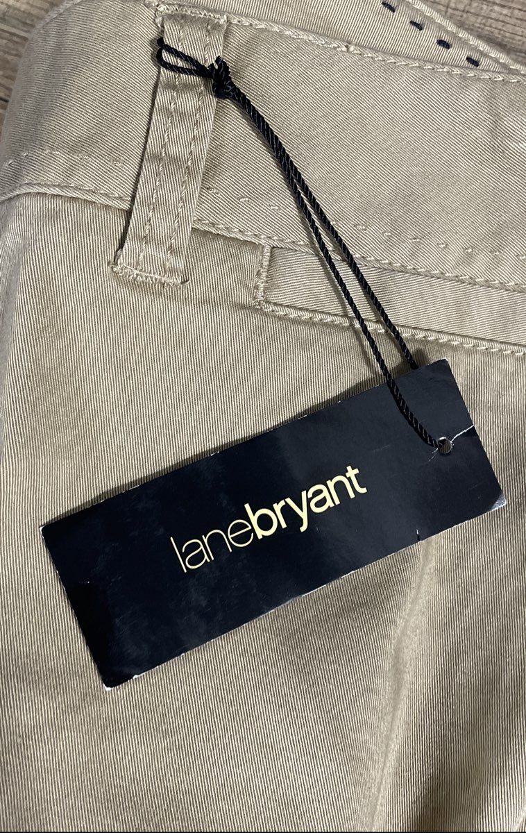 Lane Bryant Women's Khaki Straight Leg Cotton Blend Pants Sz 16 Average NWT