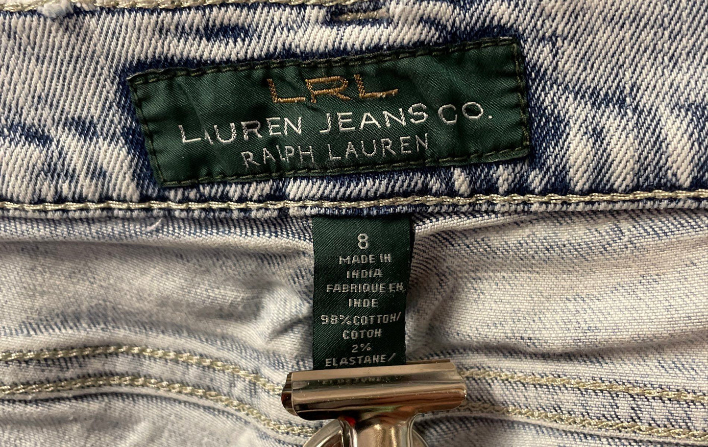 Lauren Ralph Lauren Women's Light Wash Acid Wash Raw Hem Stretch Jeans Sz 8