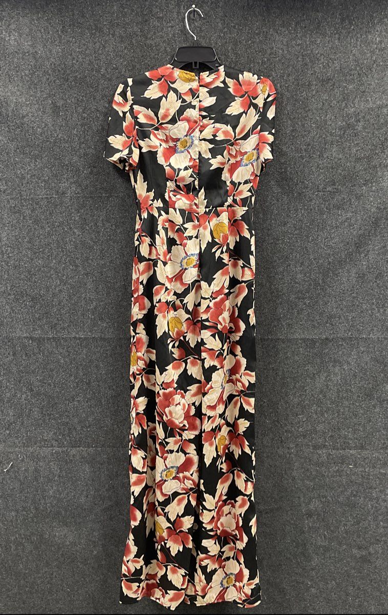 Blithe Women's Black Floral Wide Leg Jumpsuit V-Neck Short Sleeve Sz S NWT
