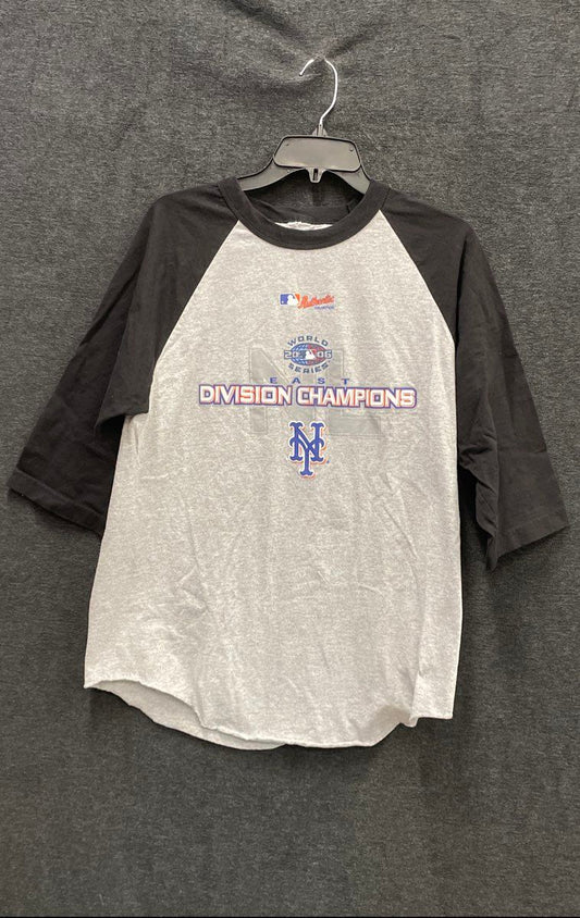 MLB Authentic NY Mets 2006 Division Champions Raglan T-Shirt Gray Mens Sz M