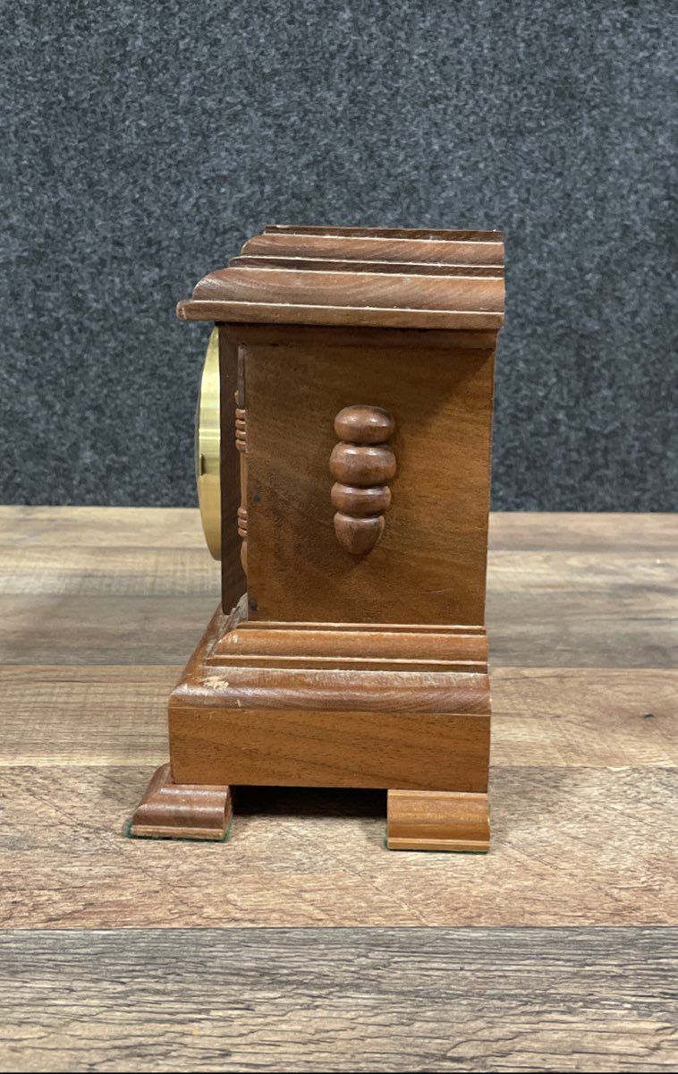 Vintage Wooden Clock w/ Brass Plate Signed 1989 Quartz Battery