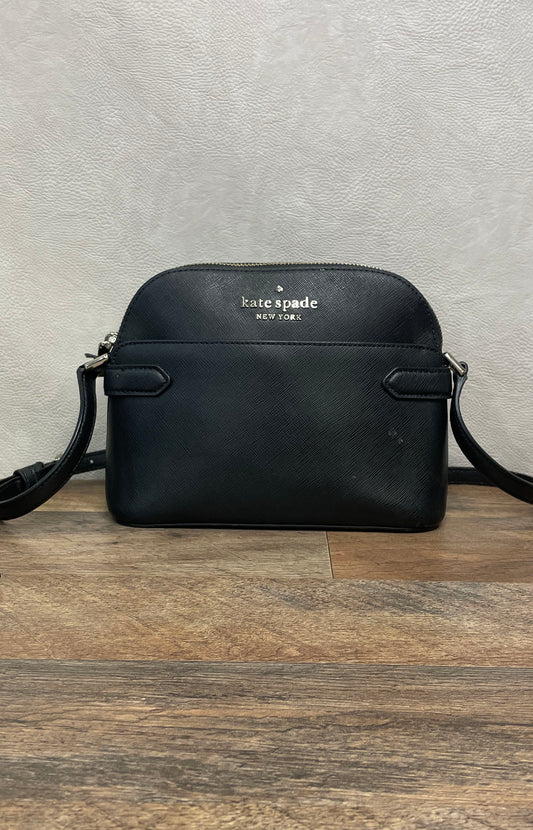 Kate Spade Black Saffiano Leather Dome Crossbody Bag Silver Hardware