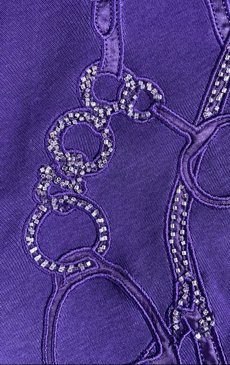 Lauren Ralph Lauren Women's Purple Beaded Equestrian Bit Graphic T-Shirt Sz S