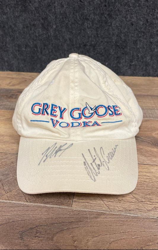 Grey Goose Vodka Signed Cream Embroidered Strapback Hat Cap Adjustable