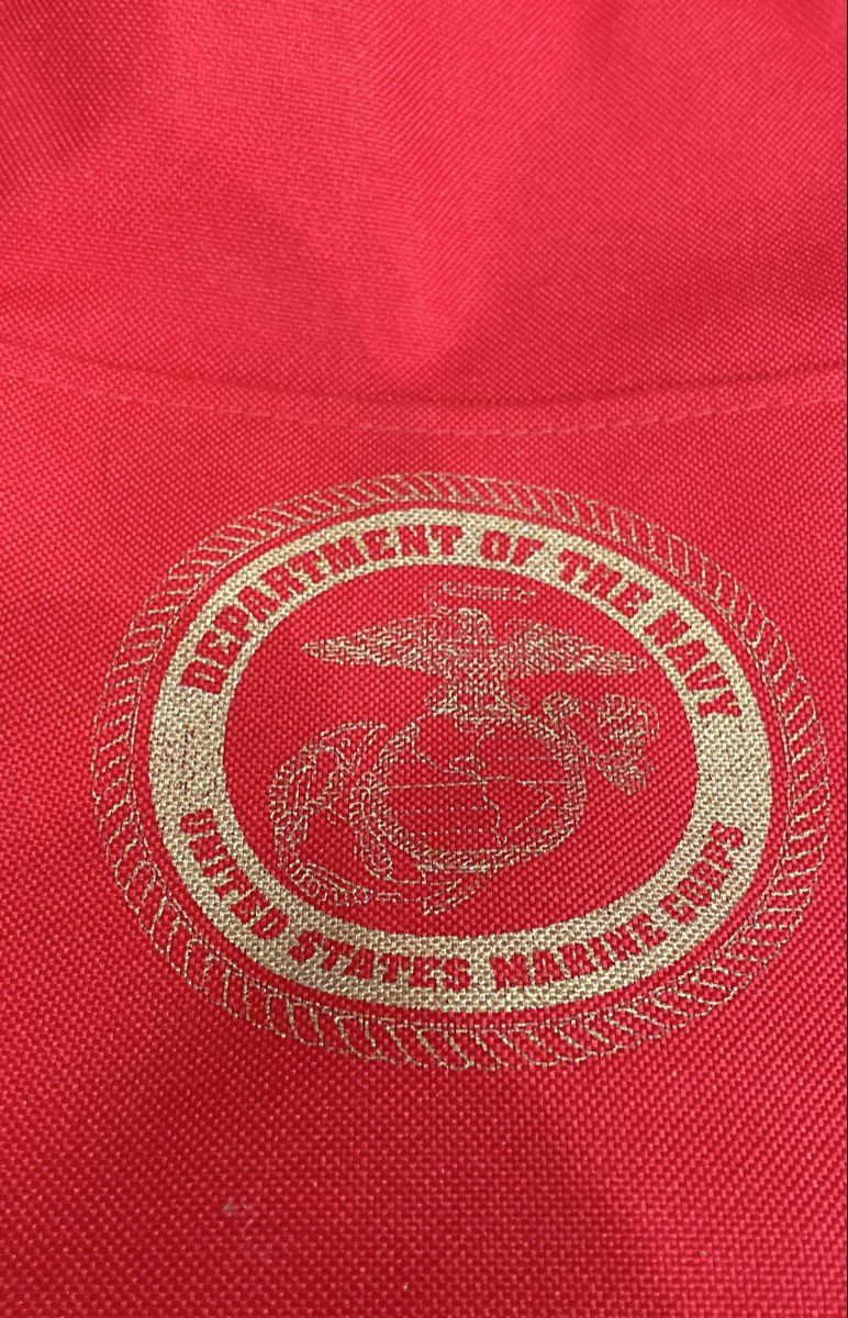 USMC United States Marine Corps General Dynamics Red Black Canvas Tote Bag 24"