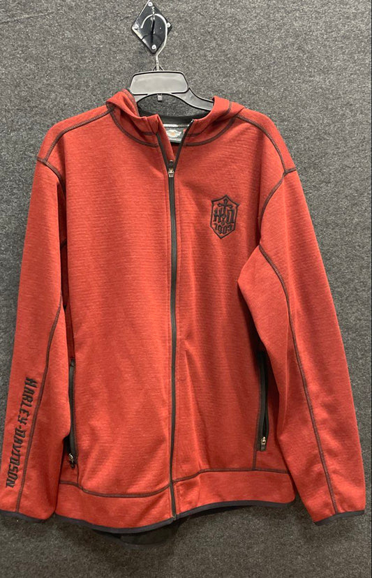 Harley-Davidson Men's Rust Wool Blend Full Zip Hooded Fleece Jacket Sz XL