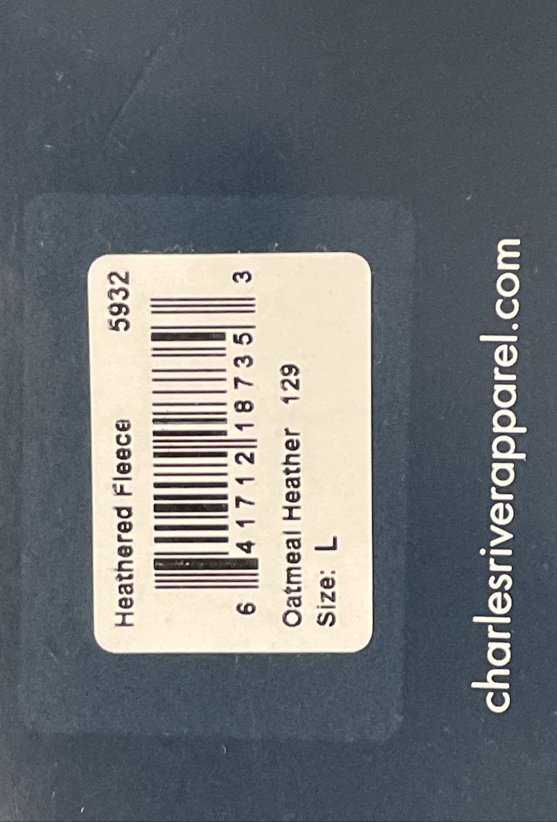 NWT Charles River Apparel Womens Oatmeal Heather Fleece Pullover Monogram L