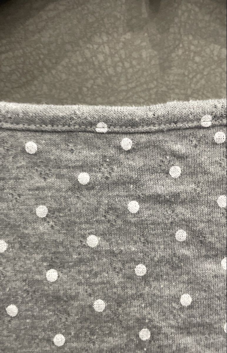 Croft & Barrow Women's Gray Polka Dot Henley Long Sleeve Pointelle Sleep Top L