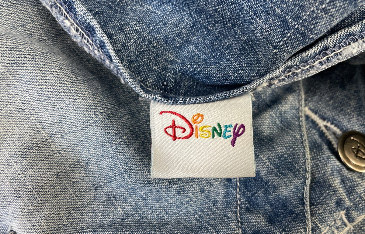 Disney Women's Denim Cargo Shortalls Overalls Light Wash Mickey Hardware Sz S