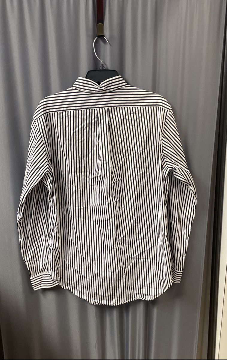 Ralph Lauren Men's Black White Striped Classic Fit Oxford Shirt Sz M