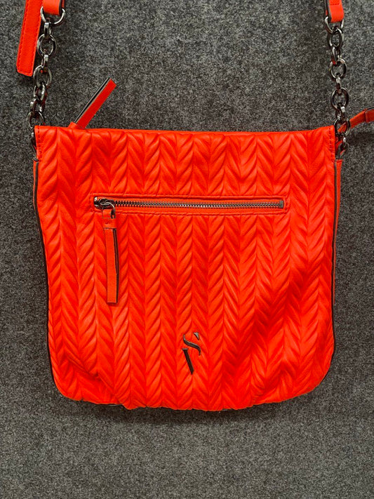 Simply Vera Wang Hibiscus Orange Remsen Ruched Faux Leather Crossbody Bag