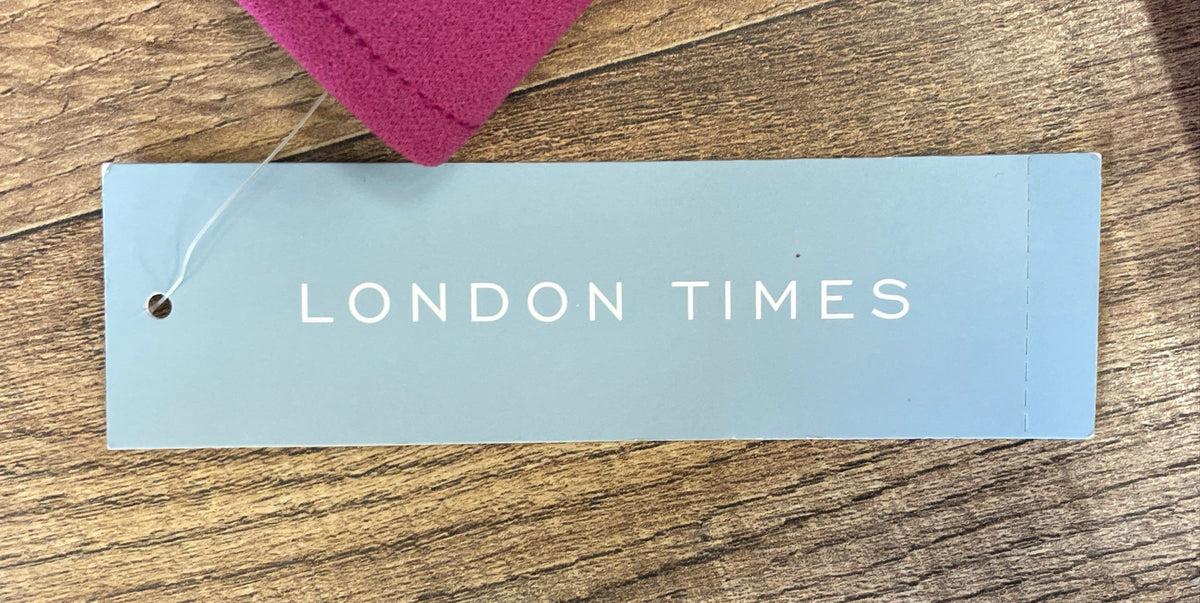 London Times Women's Pink Short Sleeve Twist Front Ruffle Hem Dress Size 12 NWT