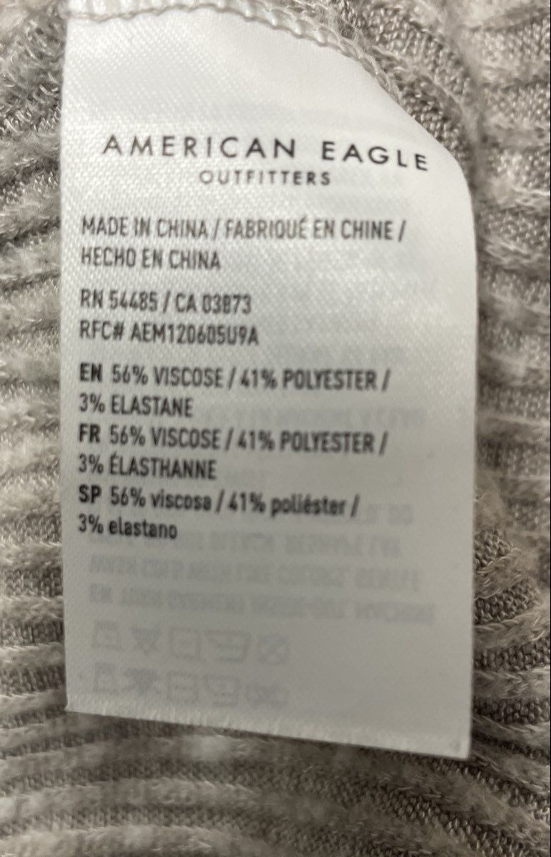 American Eagle Women's Gray Ribbed Knit Long Sleeve Henley Midi Dress XL