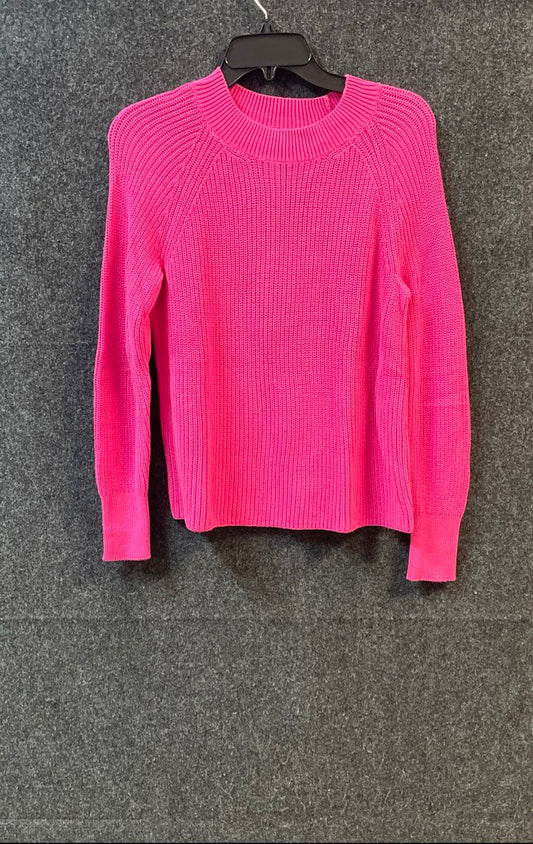 Banana Republic Women's Hot Pink Ribbed Knit Crew Neck Raglan Sweater Sz S