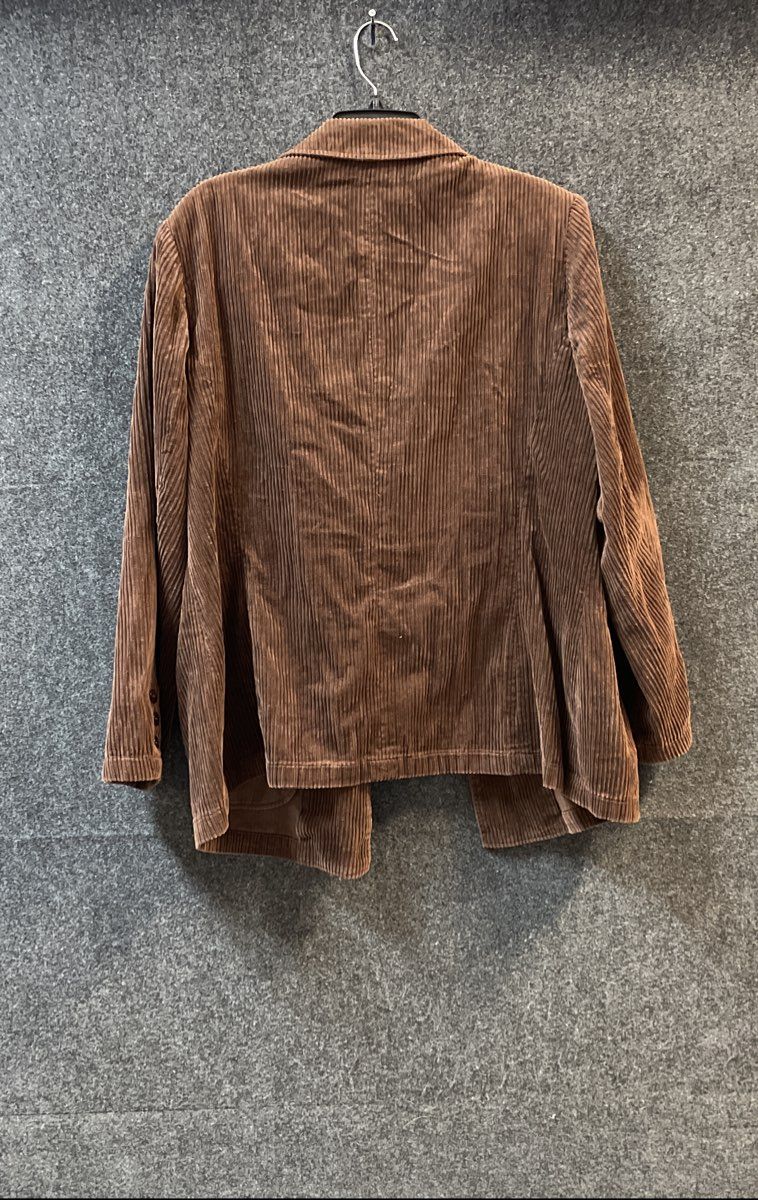 Newport News Women's Brown Corduroy Blazer Jacket Cotton Wide Wale Size 16W