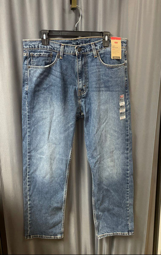 Levi's Men's 505 Regular Fit Blue Stretch Straight Leg Jeans Sz 36x29 NWT