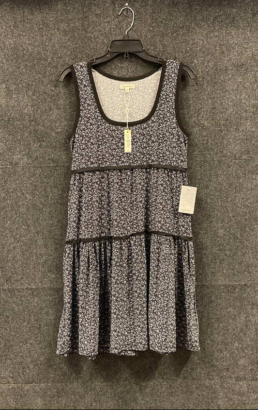 Max Studio Women's Black Floral Tiered Sleeveless Scoop Neck Dress Sz M NWT