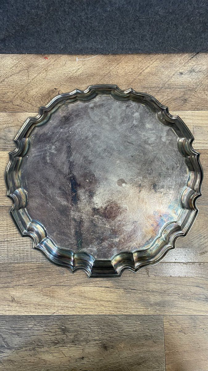 Vintage Style Ornate Sliver-Plated Serving Tray