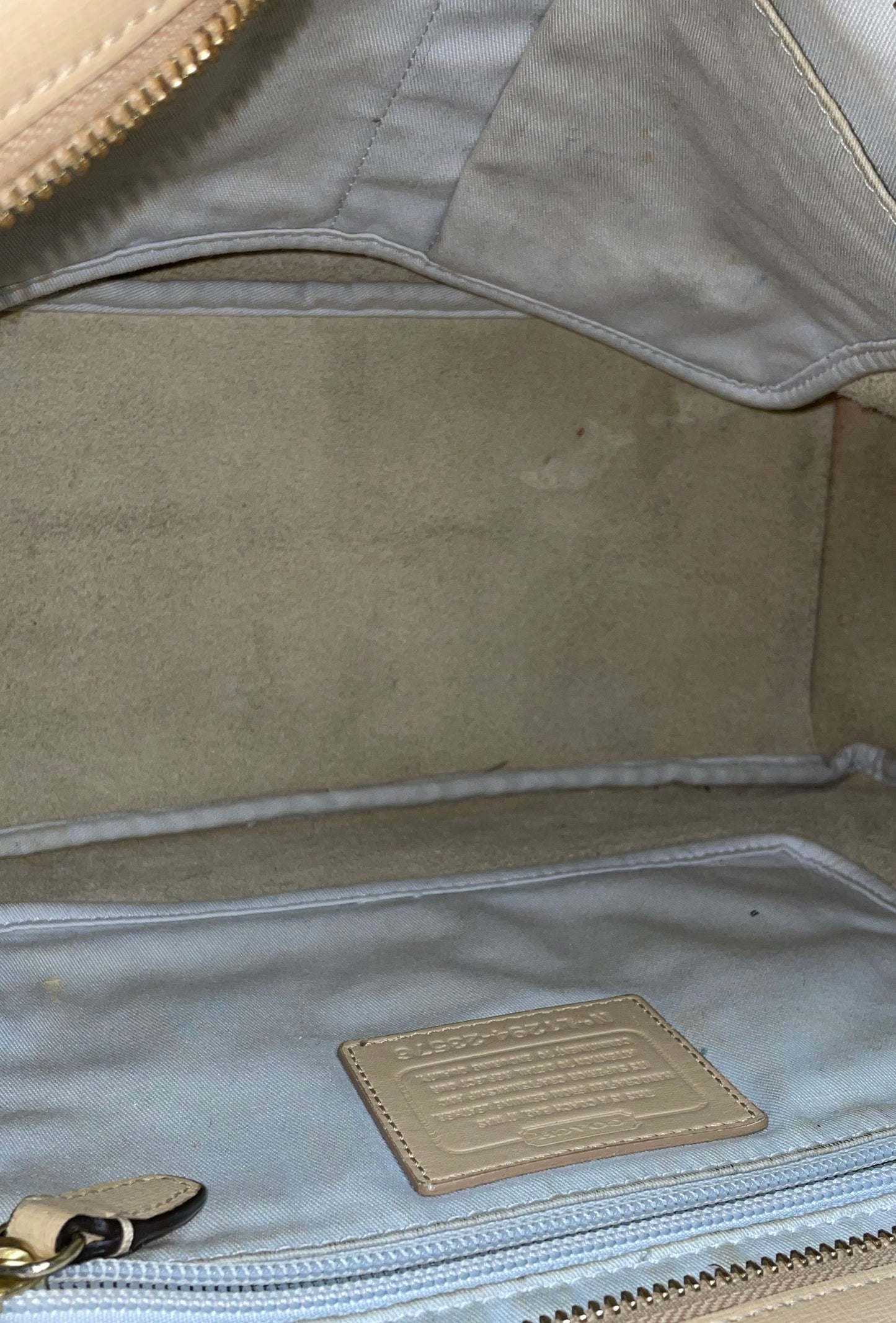 Coach Beige Saffiano Leather City Tote Bag Shoulder Bag Gold Hardware