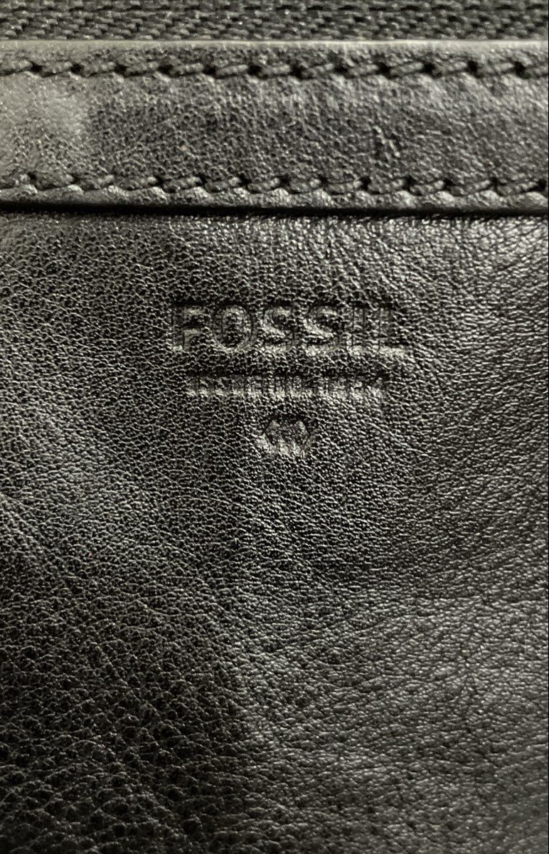 Fossil Black Leather Large Tote Shoulder Bag Silver Hardware
