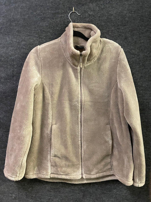 32 Degrees Heat Women's Tan Brown Plush Faux Fur Full Zip Fleece Jacket Sz L