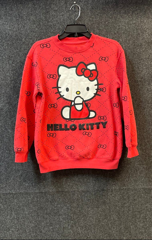 Hello Kitty by Sanrio Girls Red Allover Bow Print Graphic Sweatshirt Sz XS