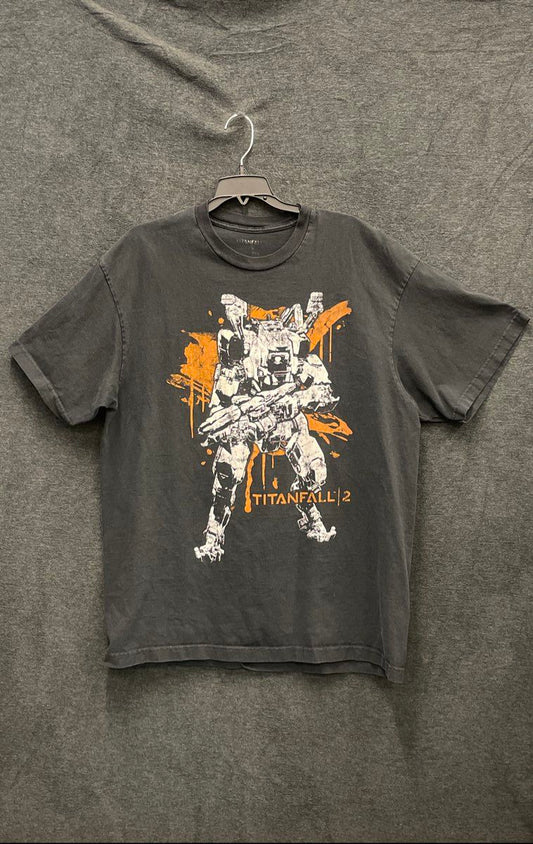 Titanfall Men's Titanfall 2 Mech Graphic T-Shirt Faded Black Gamer Gaming Sz L