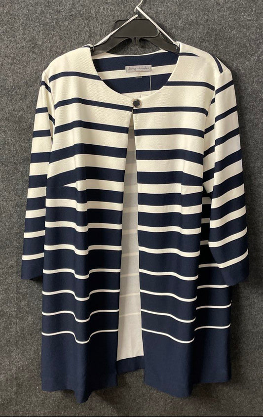 Danny & Nicole NWT Women's Blue White Striped Textured Topper Jacket Sz 18W