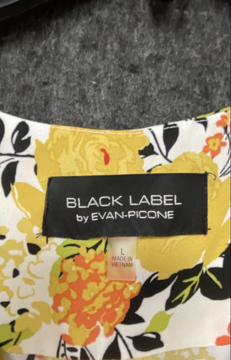 Black Label by Evan-Picone Women's Yellow Floral Sleeveless Blouse Size L