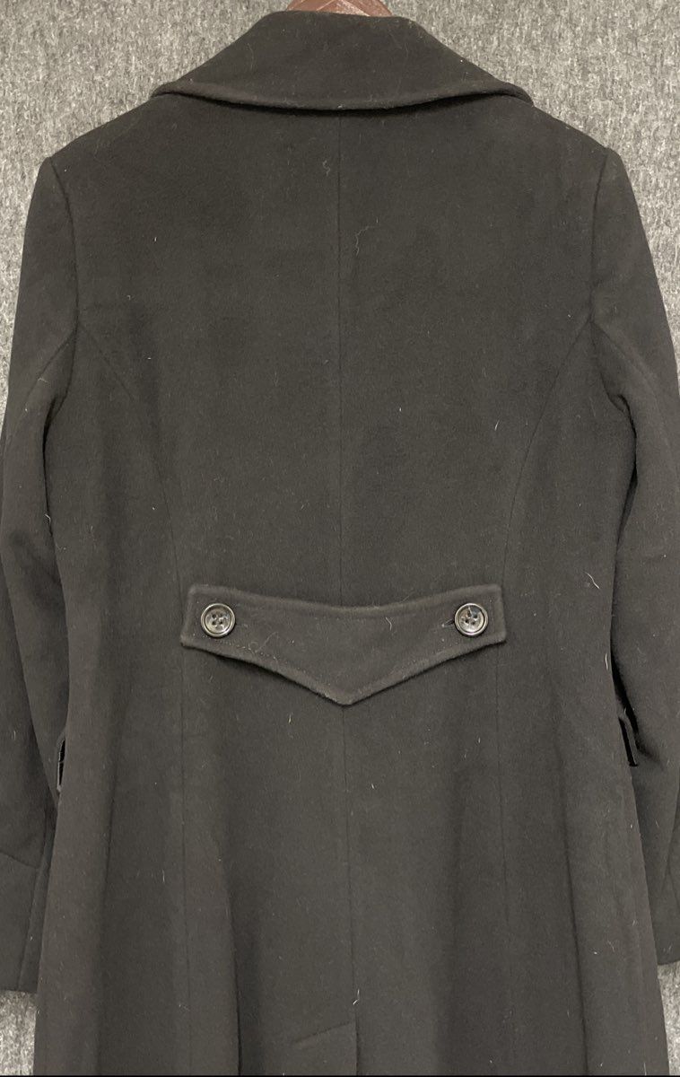 DKNY Women's Black Wool Blend Long Walking Overcoat Pea Coat Jacket Sz 12