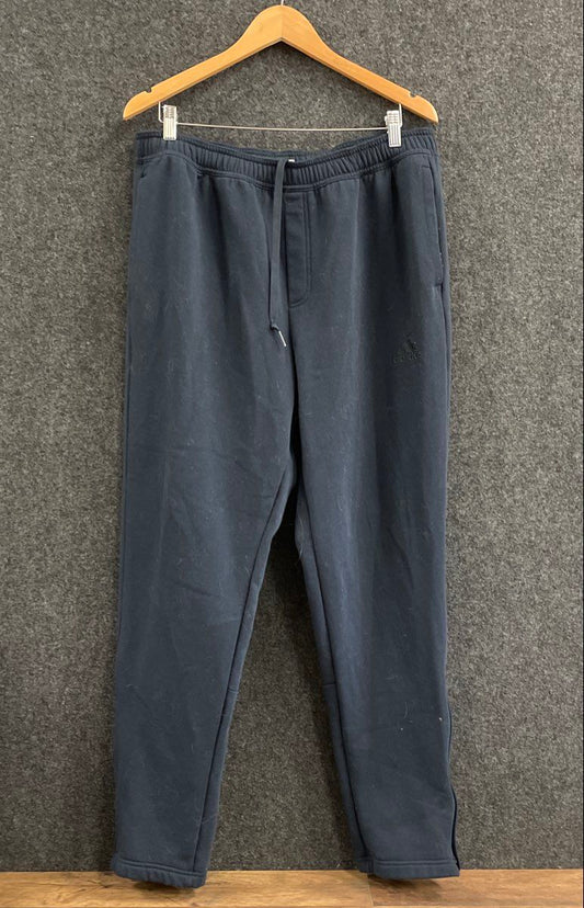 Adidas Men's Navy Blue Fleece Lined Jogger Sweatpants Ankle Zip Size XL