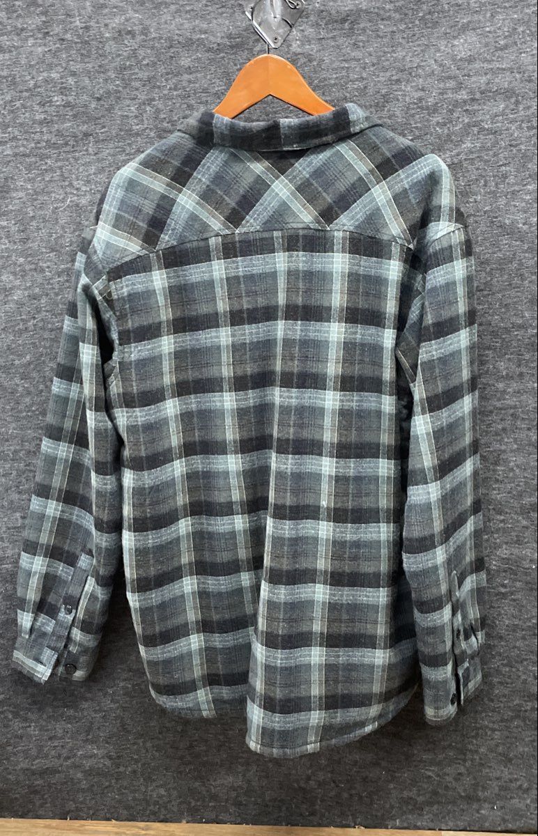Columbia Men's Gray Plaid Sherpa Lined Flannel Button Up Shirt Jacket Sz L