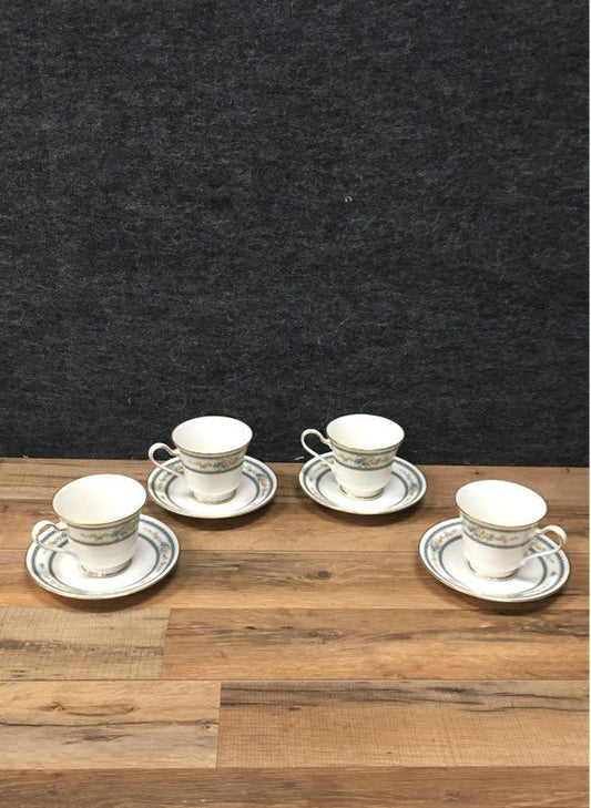 Lot of 4 Noritake Amenity 7228 Footed Cups & Saucers