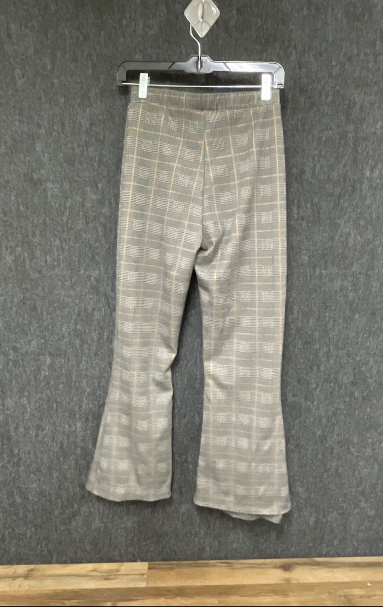 Fashion Nova Women's Gray Plaid Two-Piece Outfit Button Vest Flare Pants Sz S