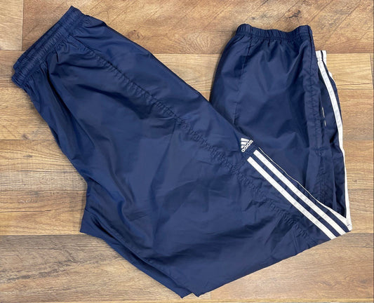 Vintage Y2K Adidas Men's Navy Blue 3-Stripes Windbreaker Track Pants Sz M