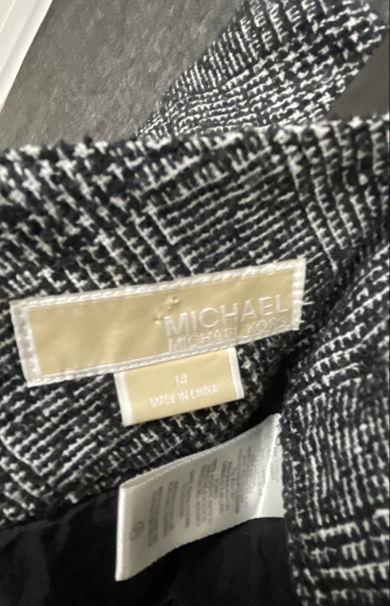 Michael Kors Women's Black White Tweed Glen Plaid A-Line Mini Skirt Size 14