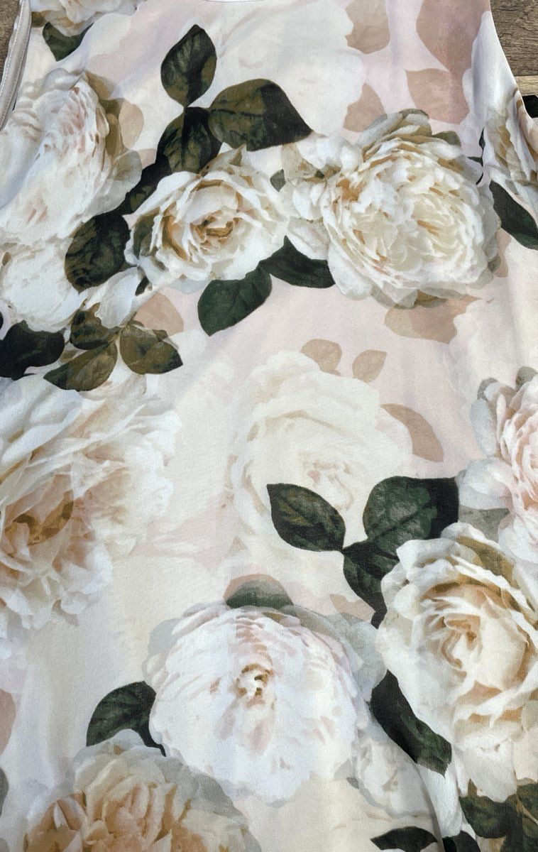 Calvin Klein Women's Pink Floral Sleeveless Trapeze Dress Beige Cream Sz 12