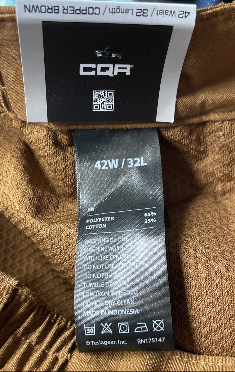 CQR Men's Tactical Tech Pants Copper Brown Ripstop Cargo Combat NWT Sz 42x32