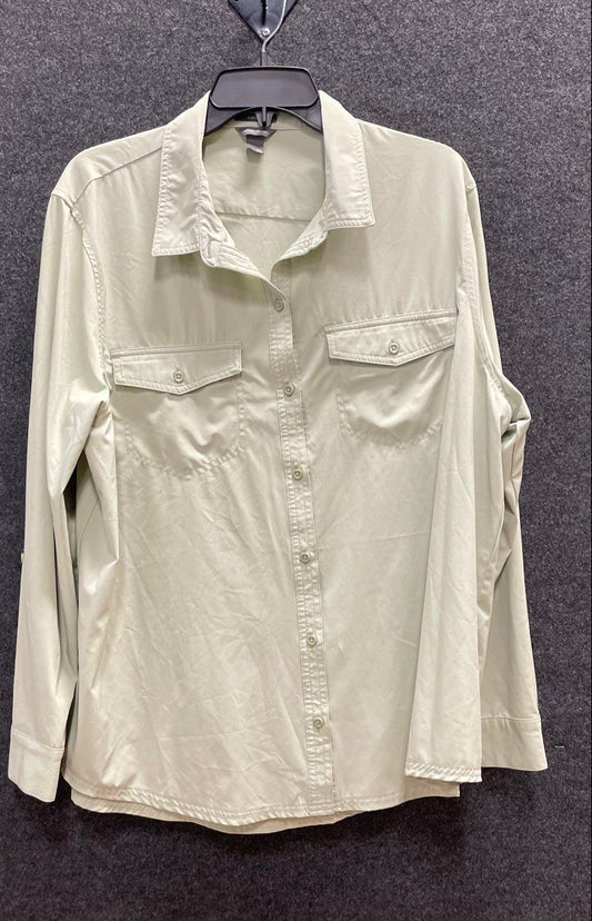 Eddie Bauer Women's Light Sage Classic Fit Long Sleeve Utility Shirt XXL