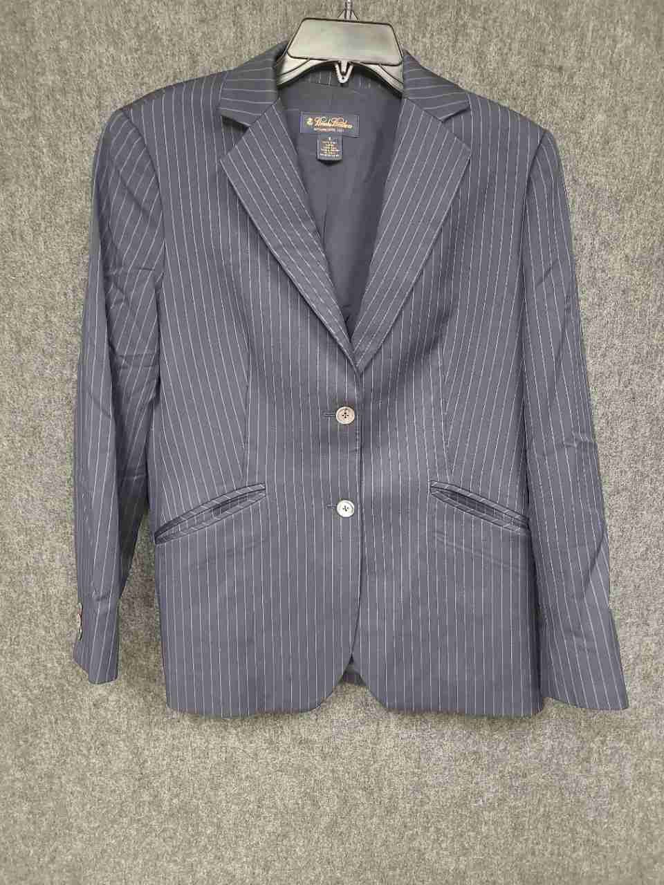Brooks Brothers Women's Navy Blue Pinstripe Wool Silk Blazer Size 8