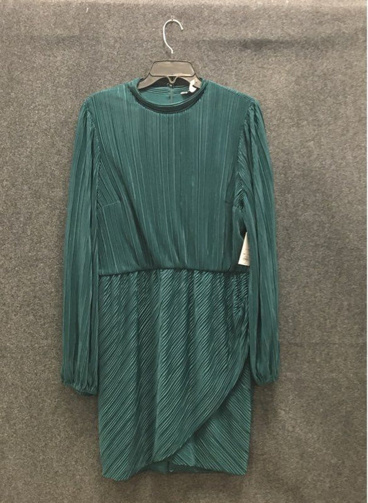 NWT Nine West Women's Teal Green Pleated Long Sleeve Formal Dress Size XL